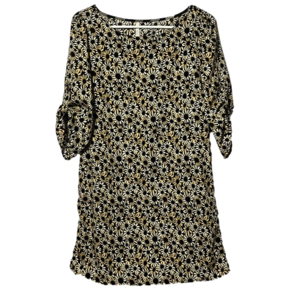 Emma Rose daisy, sunflower, floral print red polka dot slip dress 3/4 sleeves